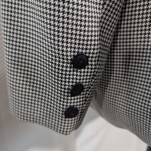 Vintage Houndstooth Blazer Black and White double-breasted Shoulder pads Size 10 - Picture 4 of 12